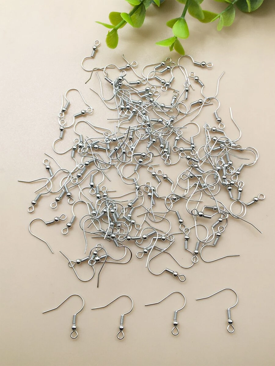 100pcs/set Metal DIY Earring Hook - Silver - View 1