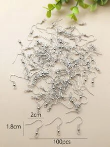 100pcs/set Metal DIY Earring Hook - Silver - View 3