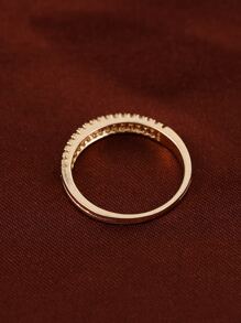 Cubic Zirconia Decor Ring - Yellow Gold - View 3