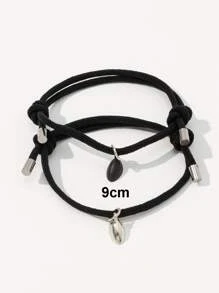 2入組/套情侶磁性愛心裝飾手環 - 黑色 - 查看 4