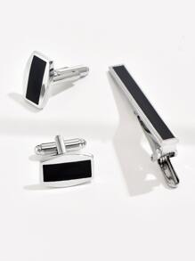 Hombres 3 piezas Clip de corbata con diseño geométrico - Multicolor - Ver 1