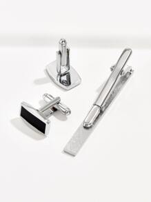 Hombres 3 piezas Clip de corbata con diseño geométrico - Multicolor - Ver 2