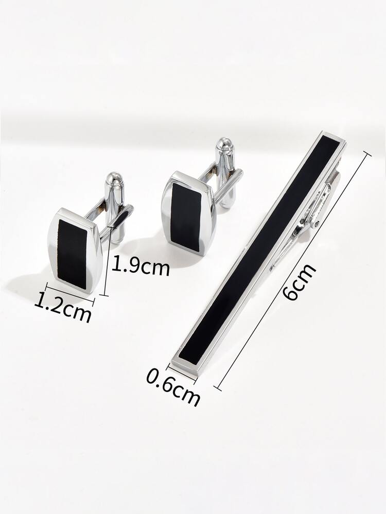 3入組男士幾何裝飾領帶夾 - 彩色 - 查看 3