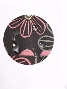 1pc Flower Print Waterproof Apron, Modern Polyester Flower Print Chef Apron For Kitchen, Baking - Multicolor - View 4