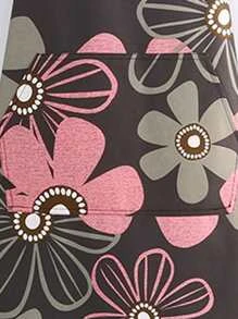 1pc Flower Print Waterproof Apron, Modern Polyester Flower Print Chef Apron For Kitchen, Baking - Multicolor - View 5