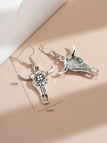 黃牛頭耳墜 - 復古銀色 - 查看 5