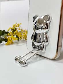 适用于 16 的 DIY 心形电镀小熊手机支架，兼容三星 Galaxy S24U/A05/A35/A15/A25/A24/S23FE/A12345/12345 以及苹果 14Pro Max/15/13/12/11/7/8/XS Max R 系列和 G5G2022/G Stylus/G Play/Power，情侣款手机壳，国际版，非国内版 - 白色 - 查看 6