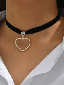 Heart Charm Choker - Multicolor - View 5