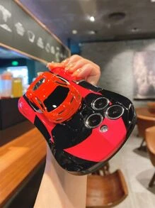 1 Miếng Đúng mốt Đua xe Imd Kỹ thuật công nghệ Loại vỏ , Mềm mại Và Cứng , Chống giọt bắn , Chống mồ hôi , Chống dấu vân tay , Bền chặt , Mờ dần , Tương thích với iPhone - Đỏ - Xem 3