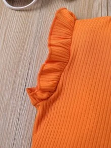 小女童荷葉邊上衣和愛心圖案附腰帶短褲 - 彩色 - 查看 7