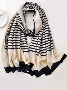 Striped Print Scarf - Multicolor - View 1