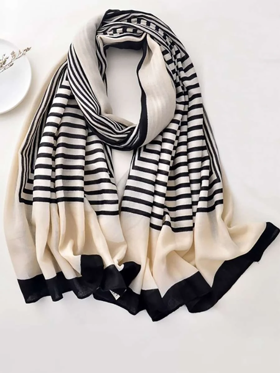 Striped Print Scarf - Multicolor - View 1
