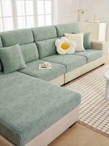 1入組灰色沙發座墊套現代滌綸提花彈力沙發靠墊套 - 綠色 - 查看 1