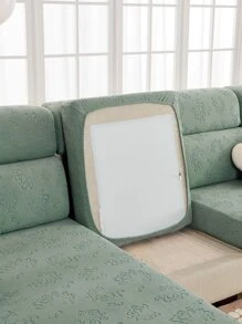 1入組灰色沙發座墊套現代滌綸提花彈力沙發靠墊套 - 綠色 - 查看 3