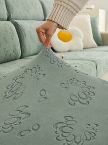 1入組灰色沙發座墊套現代滌綸提花彈力沙發靠墊套 - 綠色 - 查看 4