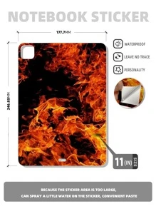 1pc 11 Inch Fire Pattern Sticker Compatible With iPad Pro - Multicolor - View 5