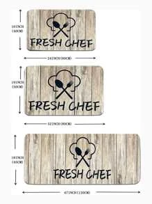 1 pieza alfombra de cocina antideslizante con gráfico de letras, alfombrilla absorbente con patrón de madera para cocina - Multicolor - Ver 2