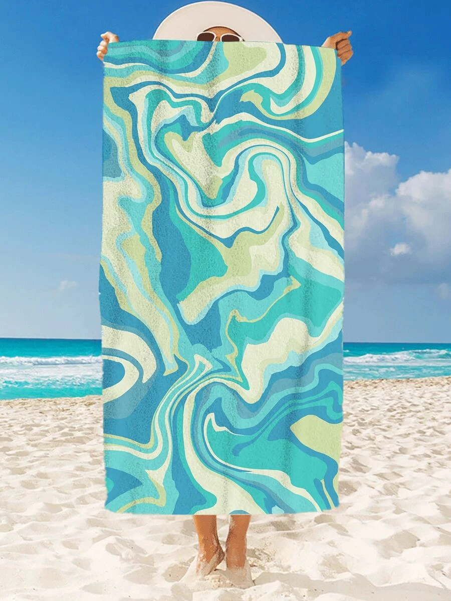 1pc Allover Pattern Beach Towel, Microfiber Travel Beach Towel - Multicolor - View 1