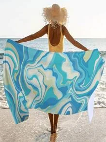 1pc Allover Pattern Beach Towel, Microfiber Travel Beach Towel - Multicolor - View 4