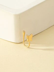 1 件时尚简约蝴蝶设计金属鼻夹，适合女士 - 金黃色 - 查看 2