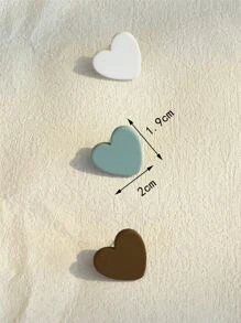 3對/套心耳釘 - 彩色 - 查看 8