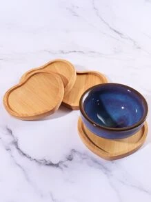 1入組竹子心形木紋絕緣墊 - 棕色 - 查看 4