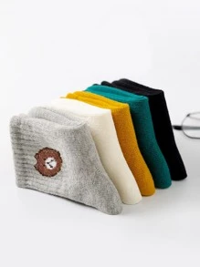 5雙幼童卡通熊圖案中筒襪 - 彩色 - 查看 3