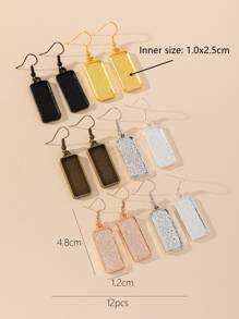 12入組/套矩形DIY耳環配件 - 彩色 - 查看 2