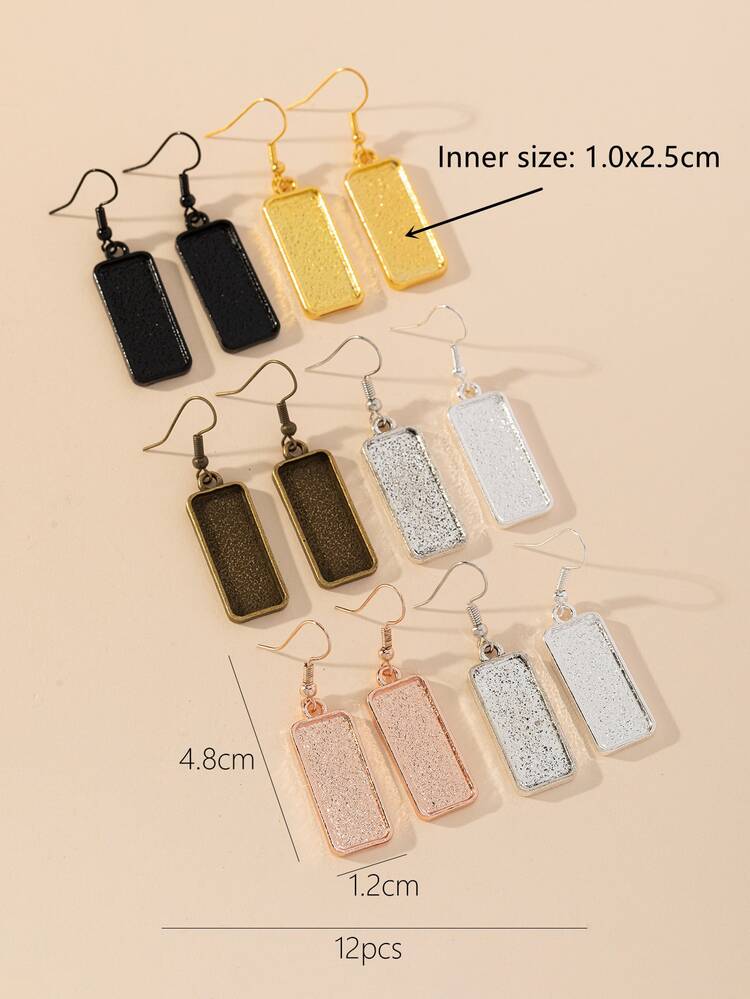 12pcs/set Rectangle DIY Earrings Accessory - Multicolor - View 2