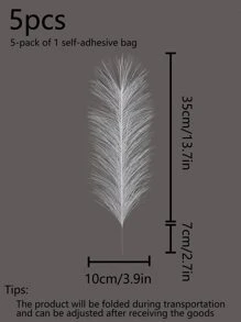 5/10 Piezas/set Hierba De Las Pampas Artificial Falsa Con Estilo Bohemio, Arbusto Decorativo De Cañas Para Rellenar Jarrón Y Decoración Del Hogar De Estilo De Granja, Boda - Blanco - Ver 3