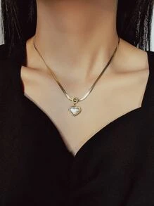 Heart Charm Necklace - Yellow Gold - View 2