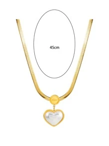Heart Charm Necklace - Yellow Gold - View 4