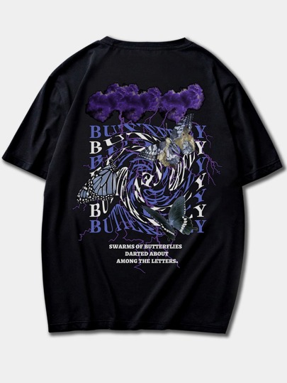 Street Life Camiseta gráfica con texto para hombres, escuela