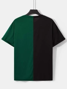 ROMWE MEN Prep Guys Letter Graphic Two Tone Tee - Multicolor - View 2