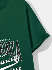 ROMWE MEN Prep Guys Letter Graphic Two Tone Tee - Multicolor - View 4