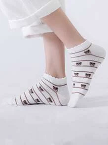 1/5 Paar süße Bär Muster atmungsaktive Kurzsocken