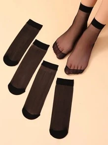 5/10/20 Pairs Casual Versatile Sheer Breathable Stockings, Fall Socks - Black - View 1