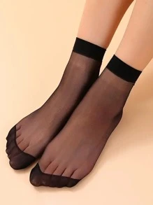 5/10/20 Pairs Casual Versatile Sheer Breathable Stockings, Fall Socks - Black - View 4