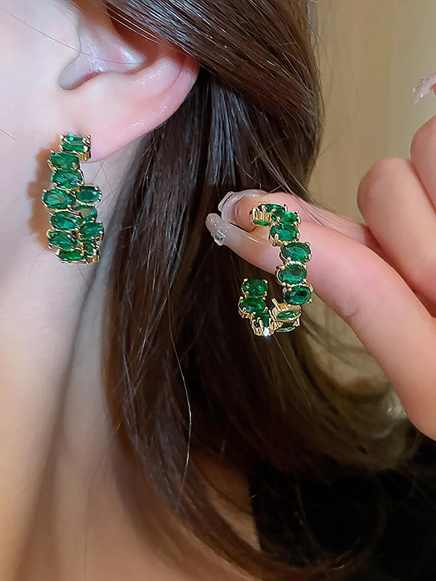 rakol Cubic Zirconia Decor Cuff Hoop Earrings For Women For Party Banquet Wedding