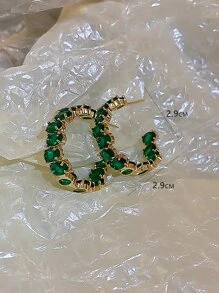 rakol Cubic Zirconia Decor Cuff Hoop Earrings For Women For Party Banquet Wedding - Green - View 6