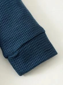 SHEIN 男婴童華夫格編織連身褲 - 藏蓝色 - 查看 5