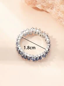 Anillos de compromiso clásicos con forma de baguette y circonia cúbica para mujeres, joyas de lujo para bodas chapadas en color de oro 18K