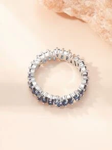 Anillos de compromiso clásicos con forma de baguette y circonia cúbica para mujeres, joyas de lujo para bodas chapadas en color de oro 18K