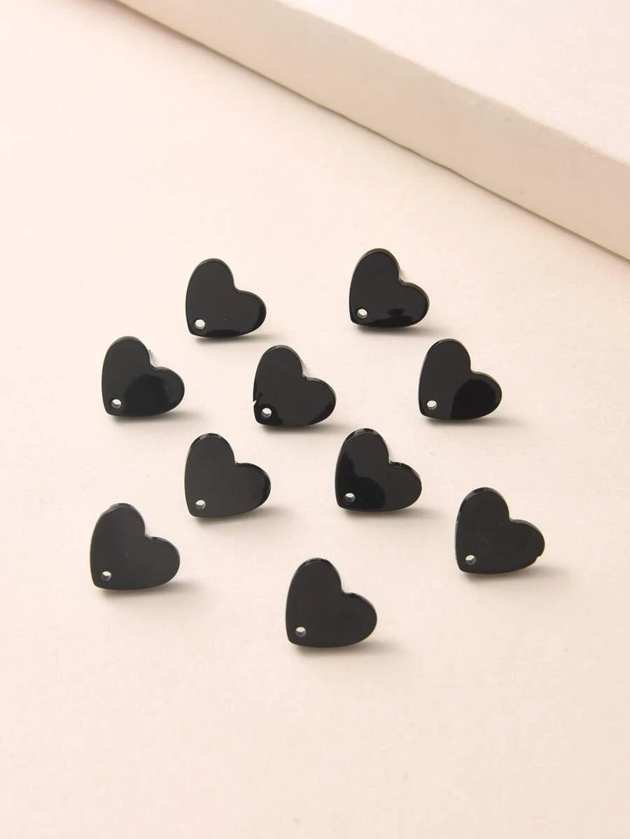 10入組/套心DIY耳環配件 - 黑色 - 查看 1