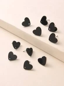 10入組/套心DIY耳環配件 - 黑色 - 查看 2