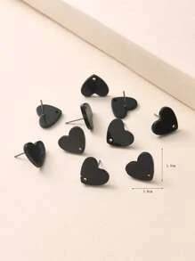 10入組/套心DIY耳環配件 - 黑色 - 查看 3