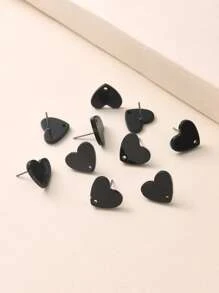 10入組/套心DIY耳環配件 - 黑色 - 查看 4