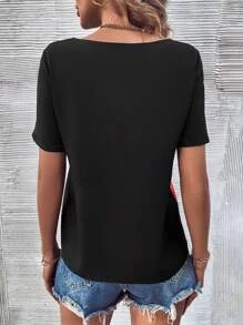SHEIN LUNE Áo sơ mi nữ Khối Màu Giải trí - Nhiều màu - Xem 2