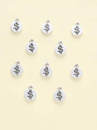 10pcs/set Dollar Sign Detail Round DIY Pendant