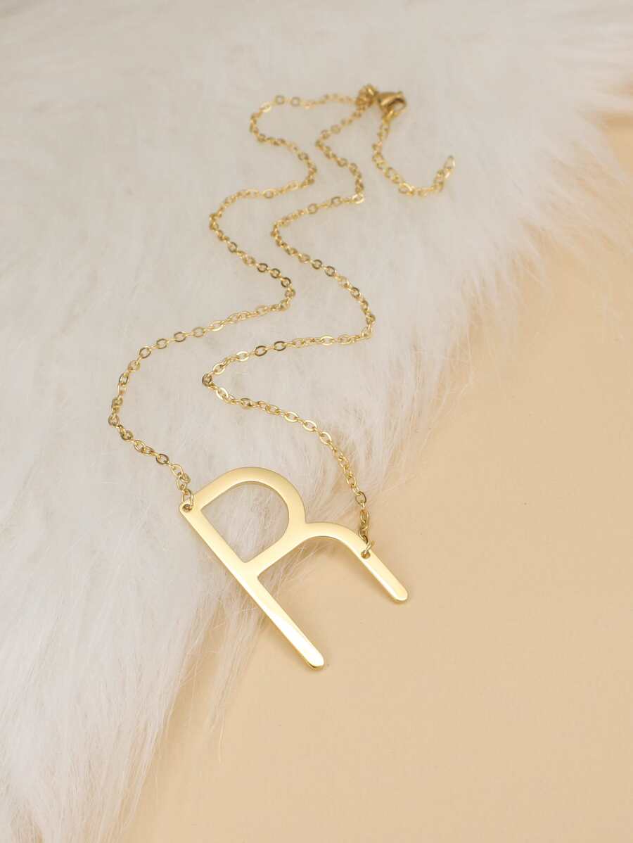 Letter Charm Necklace - Yellow Gold - View 1